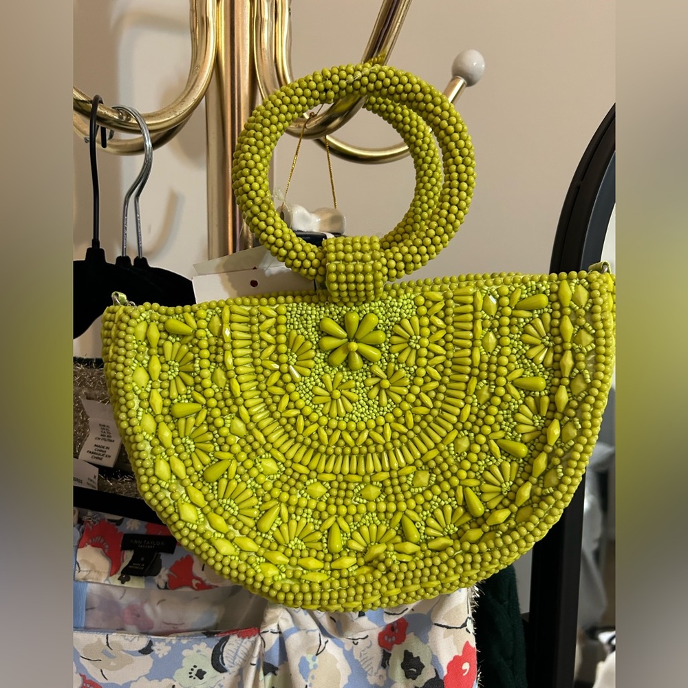 Beautiful Viral Chartreuse Beaded Bag